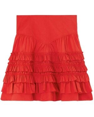 Ganni Organic Cotton Mini Skirt - Red
