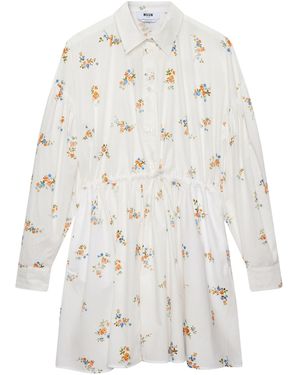 MSGM Floral Dress - White
