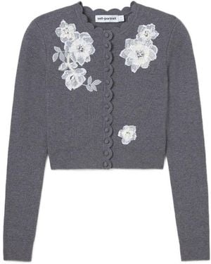 Self-Portrait Lace Cardigan - Blue