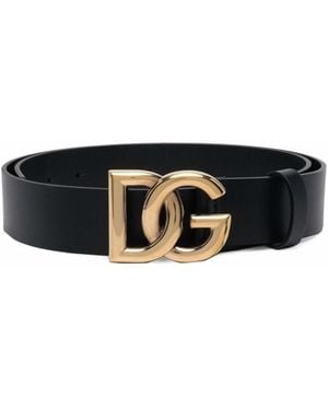 Dolce & Gabbana Dg Logo Leather Belt - Black