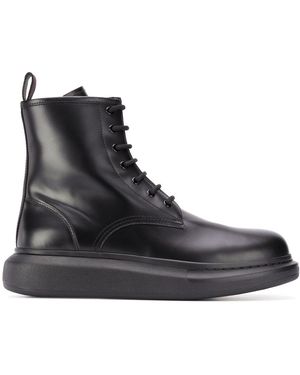 McQueen Oversized Leather Boots - Black