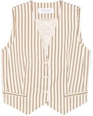 Max Mara Striped Button Waistcoat - Natural