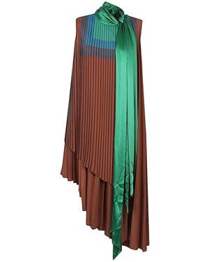 Loewe Pleated Asymmetric Dress - Green