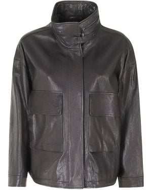 Emporio Armani Leather Blouson Jacket - Grey