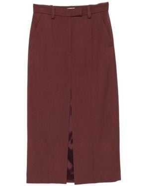 Brunello Cucinelli Wool Midi Skirt - Purple