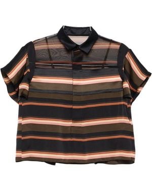 Sacai Striped Polo Shirt - Black