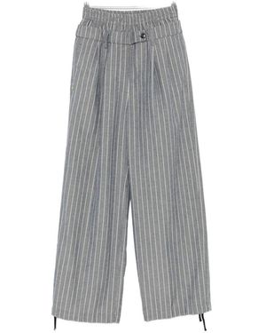 White Sand Linen Blend Trousers - Grey