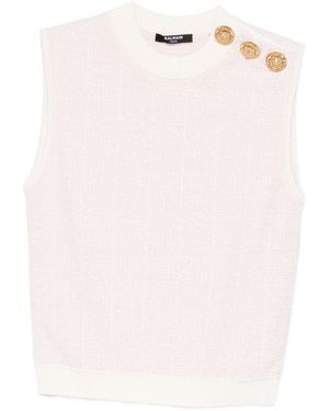 Balmain Tweed Tank Top - Pink