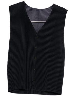 Homme Plissé Issey Miyake Pleated V-Necked Vest - Black