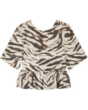 Ganni Zebra Print Organic Cotton Top - White