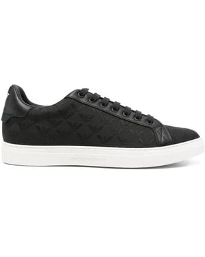 Emporio Armani Allover Logo Trainers - Black