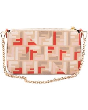 Fendi Borsa A Spalla Con Motivo Ff - Rosa