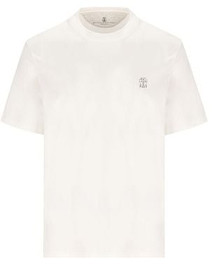 Brunello Cucinelli Logo Cotton T-Shirt - White