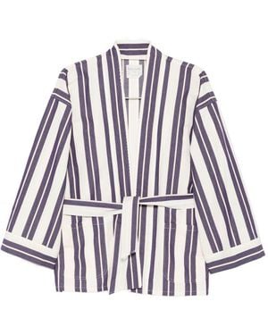 forte_forte Striped Kimono Jacket - White