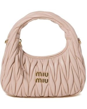 Miu Miu Wander Small Leather Hobo Bag - Pink