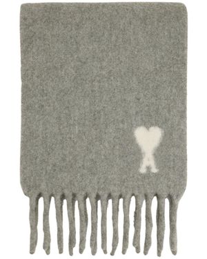 Ami Paris Hairy Alpaca Wool Scarf - Grey