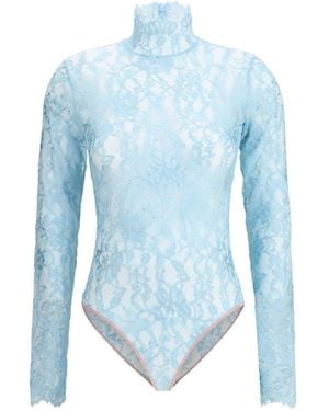 Valentino Floral Lace Bodysuit - Blue