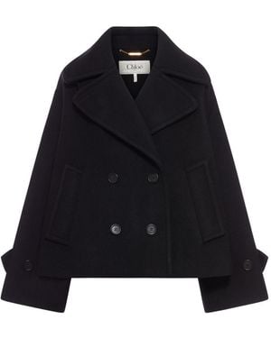Chloé Oversized Short Wool Coat - Black