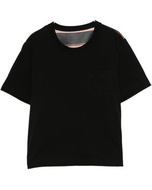 Sacai Striped Cotton T-Shirt - Black