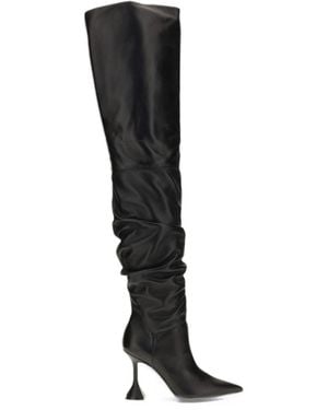 AMINA MUADDI Olivia Leather Thigh High Boots - Black