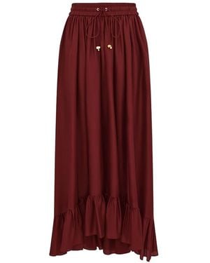 Zimmermann Aster Silk Maxi Skirt - Red
