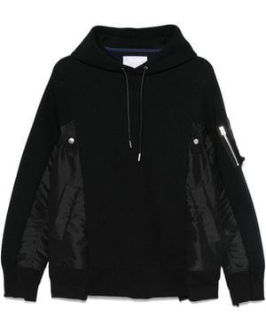 Sacai Cotton And Nylon Hoodie - Black