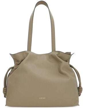 Loewe Flamenco Large Leather Clutch - Natural
