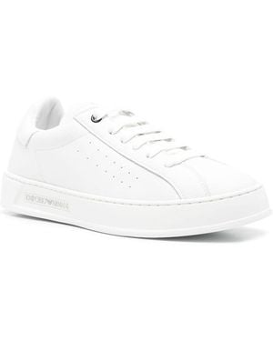 Emporio Armani Leather Trainers - White