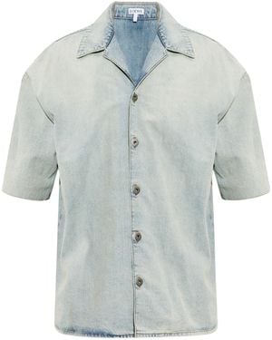 Loewe Short-Sleeve Denim Shirt - Blue
