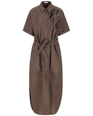Brunello Cucinelli Cotton Long Dress - Brown