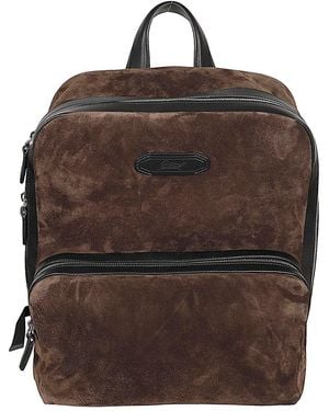 Brioni Via Veneto Suede Leather Backpack - Brown