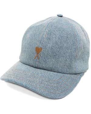 Ami Paris Ami De Coeur Denim Cap - Blue