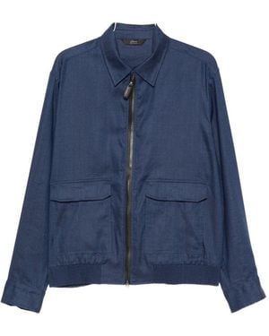 Brioni Linen And Wool Blouson Jacket - Blue