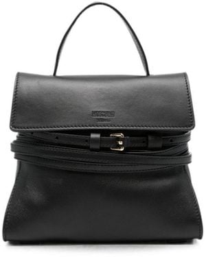 Moschino Tie Me Leather Handbag - Black