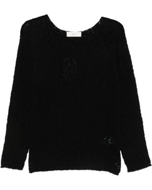 DUNST Crochet Crewneck Sweater - Black