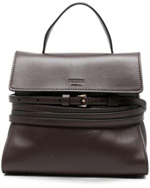 Moschino Tie Me Leather Handbag - Brown