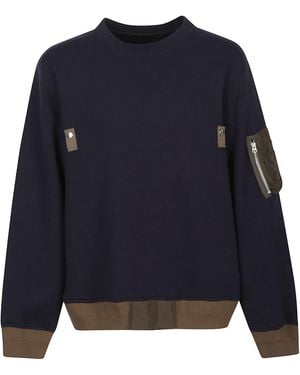 Sacai Cotton Crew Neck Jumper - Blue