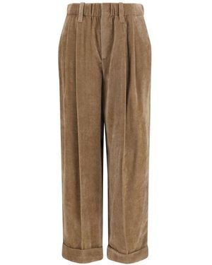 Brunello Cucinelli Pleated Corduroy Pants - Natural