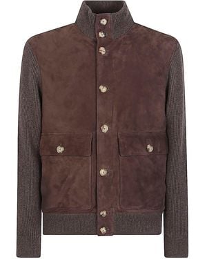 Brunello Cucinelli Leather Bomber Jacket - Brown