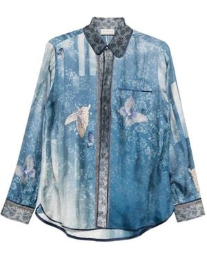 Pierre Louis Mascia Printed Silk Shirt - Blue