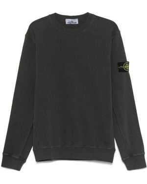 Stone Island Logo Cotton Sweatshirt - Black