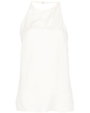 Alysi Twill Silk Top - White
