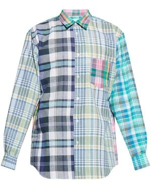 Comme des Garçons Button-Up Spread Collar Shirt With Chest Pocket For - Blue