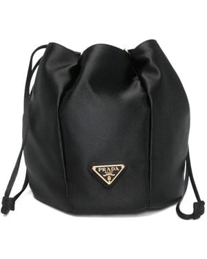 Prada Satin Mini Bucket Bag - Black