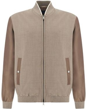 Paul & Shark Hybrid Bomber Jacket - Brown