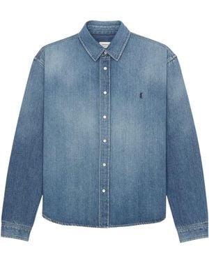 Saint Laurent Regular Logo Shirt - Blue