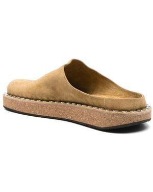 Loewe Rivet Suede Mules - Brown