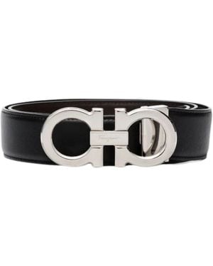 Ferragamo Gancini Leather Belt - White