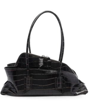 The Attico La Passeggiata Small Leather Shoulder Bag - Black