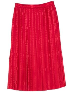 Gucci Silk Midi Skirt - Red